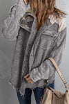 KaleaBoutique Gray Color Block Button Down Hooded Corduroy Jacket - KaleaBoutique.com