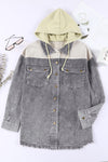KaleaBoutique Gray Color Block Button Down Hooded Corduroy Jacket - KaleaBoutique.com