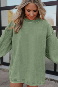 KaleaBoutique Green Ribbed Corded Oversized Sweatshirt - KaleaBoutique.com