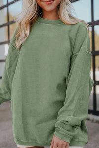 KaleaBoutique Green Ribbed Corded Oversized Sweatshirt - KaleaBoutique.com