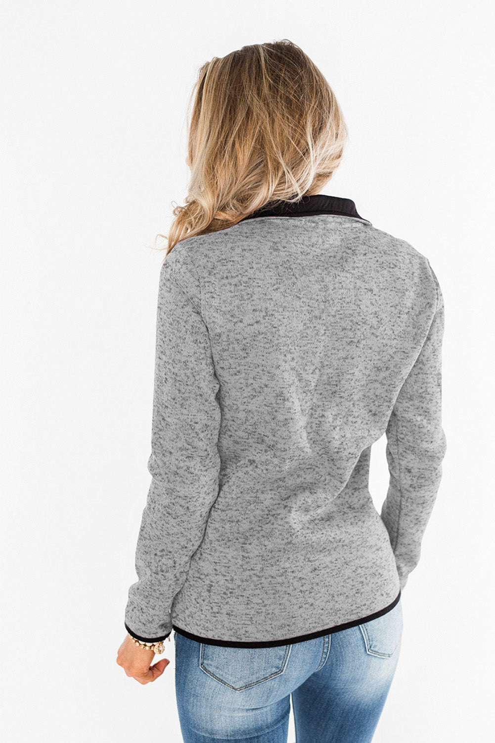 KaleaBoutique Beautiful Heathered Turn-down Collar Pullover Sweatshirt - KaleaBoutique.com