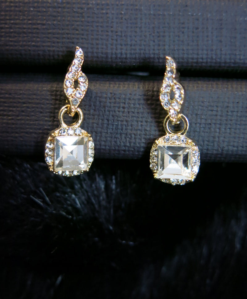 Clear Cushion Cut CZ Crystal Earrings, Wedding Bridal Bridesmaid Ear Studs, Fashion Diamond Jewelry Earrings - KaleaBoutique.com