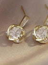 Baguette Cut Crystal Earrings, Sphere Crystal Ball Wedding Bridal Earrings, Bridesmaid Minimalist Fashion Studded Earrings - KaleaBoutique.com