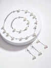 Bridal Pearl Chain Necklace Earrings Bracelet 4 PC Jewelry Set, Wedding or Prom Pearl Necklace - KaleaBoutique.com