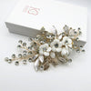 Ceramic Flower Hair Clip with Rhinestone Gems, White Flower Bridal Hairpiece Hair Clip, Wedding Floral Rhinestone Alligator Clip Headpiece - KaleaBoutique.com