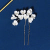 Floral Bouquet Bridal Hairpin, Soft Ceramic White Hair Pin, Flower Bunch Wedding U-Shape Hair Pin - KaleaBoutique.com