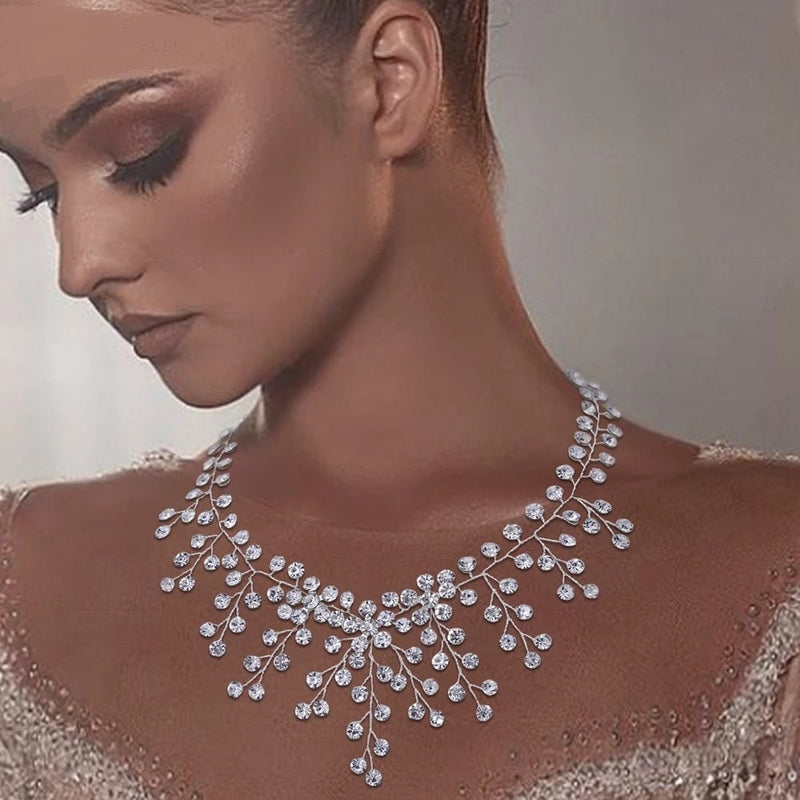Clear Swarovski Crystal Necklace, Bridal Gem Necklace or Rhinestone Earrings, Prom or Wedding Crystal Necklace - KaleaBoutique.com
