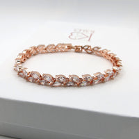 Bridal Crystal Bracelet, CZ Diamond Gold Plated Bracelet, Bridesmaid Sparkling Gem Bracelet, Wedding Crystal Leaf Bracelet - KaleaBoutique.com
