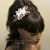 Ceramic Flower Hair Clip with Rhinestone Gems, White Flower Bridal Hairpiece Hair Clip, Wedding Floral Rhinestone Alligator Clip Headpiece - KaleaBoutique.com