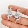 Big Crystal Ear Climber Earrings, CZ Crystal Bridal Earrings, Wedding Gem Bridesmaid Fashion Crystal Cluster Ear Climbers - KaleaBoutique.com