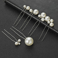 Pearl Cluster 6 PC Hairpin Set, Wedding Pearl Bridal U Hair Pins, Mixed Size Pearl 6 PC Hairpin Set - KaleaBoutique.com