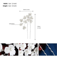 Floral Bouquet Bridal Hairpin, Soft Ceramic White Hair Pin, Flower Bunch Wedding U-Shape Hair Pin - KaleaBoutique.com