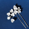 Floral Bouquet Bridal Hairpin, Soft Ceramic White Hair Pin, Flower Bunch Wedding U-Shape Hair Pin - KaleaBoutique.com