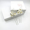 Porcelain Flower 2 PC Hairpin Set, Wedding Clay Floral U-Shape Hair Pins, Bridal Ceramic Flower Hair Pin Set - KaleaBoutique.com