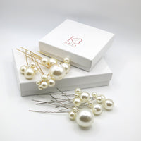 Pearl Cluster 6 PC Hairpin Set, Wedding Pearl Bridal U Hair Pins, Mixed Size Pearl 6 PC Hairpin Set - KaleaBoutique.com