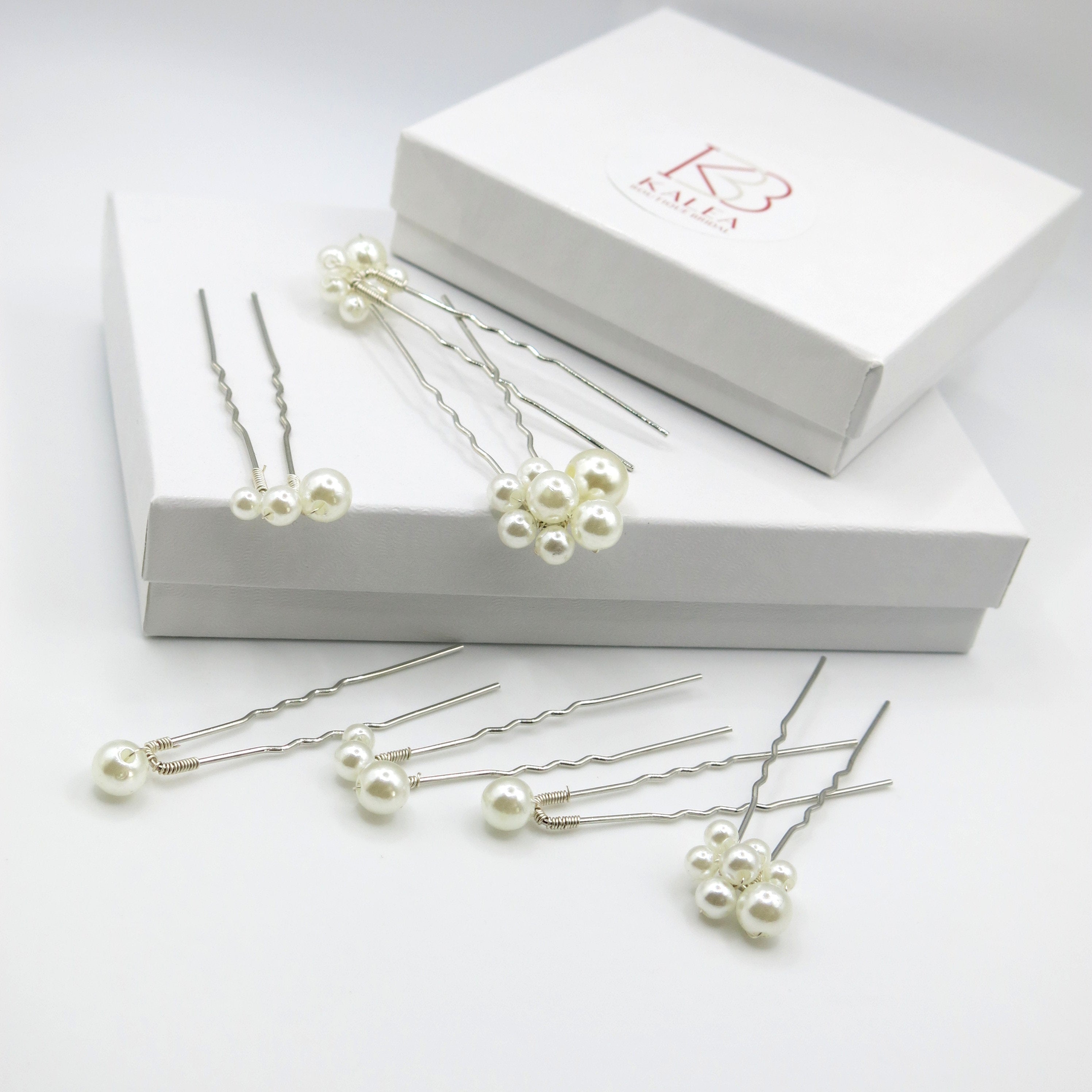 Pearl Cluster 7 PC Hairpin Set, Wedding Pearl Bridal U Hair 