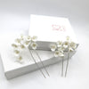 Floral Bouquet Bridal Hairpin, Soft Ceramic White Hair Pin, Flower Bunch Wedding U-Shape Hair Pin - KaleaBoutique.com