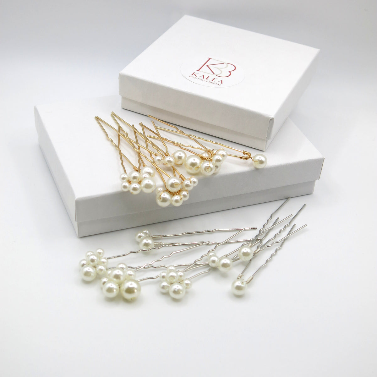 Pearl Cluster 7 PC Hairpin Set, Wedding Pearl Bridal U Hair Pin, Minimalist Bride Pearl Hairpiece Set - KaleaBoutique.com