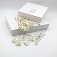 Pearl Cluster 7 PC Hairpin Set, Wedding Pearl Bridal U Hair Pin, Minimalist Bride Pearl Hairpiece Set - KaleaBoutique.com