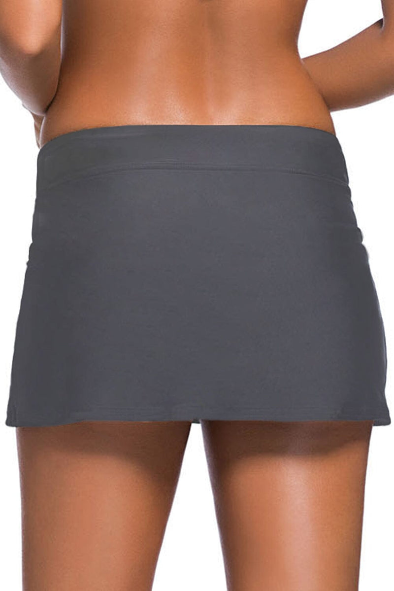 Kalea Boutique Plus Size Grey Skirted Skort Swim Bikini Mini Skirt Bottoms - KaleaBoutique.com