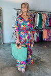 Kalea Boutique Stylish Abstract Print High Waist V Neck Maxi Dress - KaleaBoutique.com