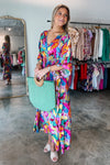 Kalea Boutique Stylish Abstract Print High Waist V Neck Maxi Dress - KaleaBoutique.com