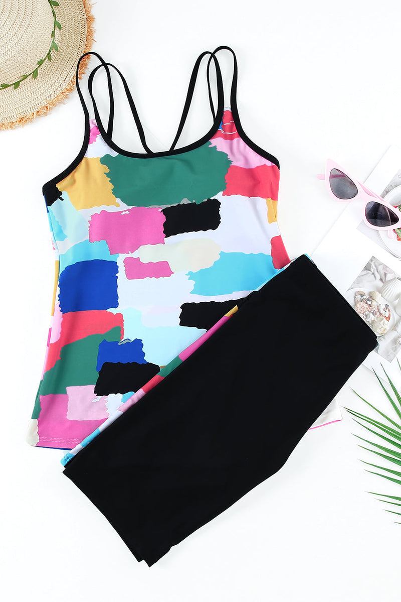 KaleaBoutique Beautiful Abstract Print Criss Cross Strappy Two-Piece Tankini - KaleaBoutique.com