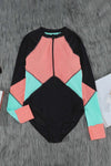KaleaBoutique Beautiful Color Block Zipper Long Sleeve Rash Guard Swimwear - KaleaBoutique.com