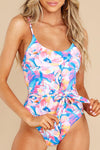 KaleaBoutique Beautiful Floral Print Lace-Up High Waist One-Piece Swimsuit - KaleaBoutique.com