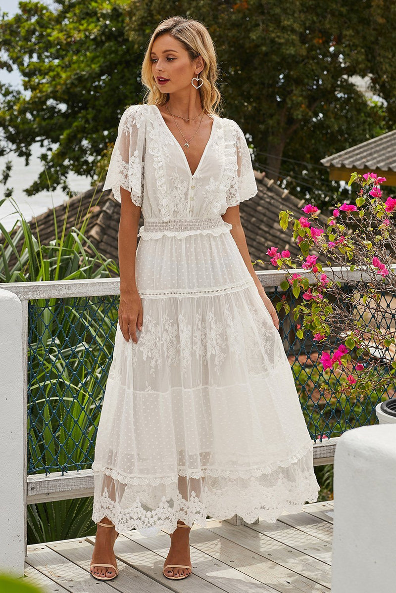 KaleaBoutique Beautiful Luminous Dawn Lace Evening Gown - KaleaBoutique.com