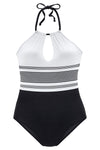 KaleaBoutique Beautiful Modern Halter Neck Striped Backless One-Piece Swimwear - KaleaBoutique.com