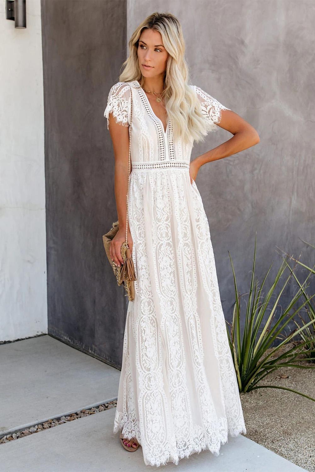 KaleaBoutique Beautiful White Fill Your Heart Lace Maxi Dress - KaleaBoutique.com