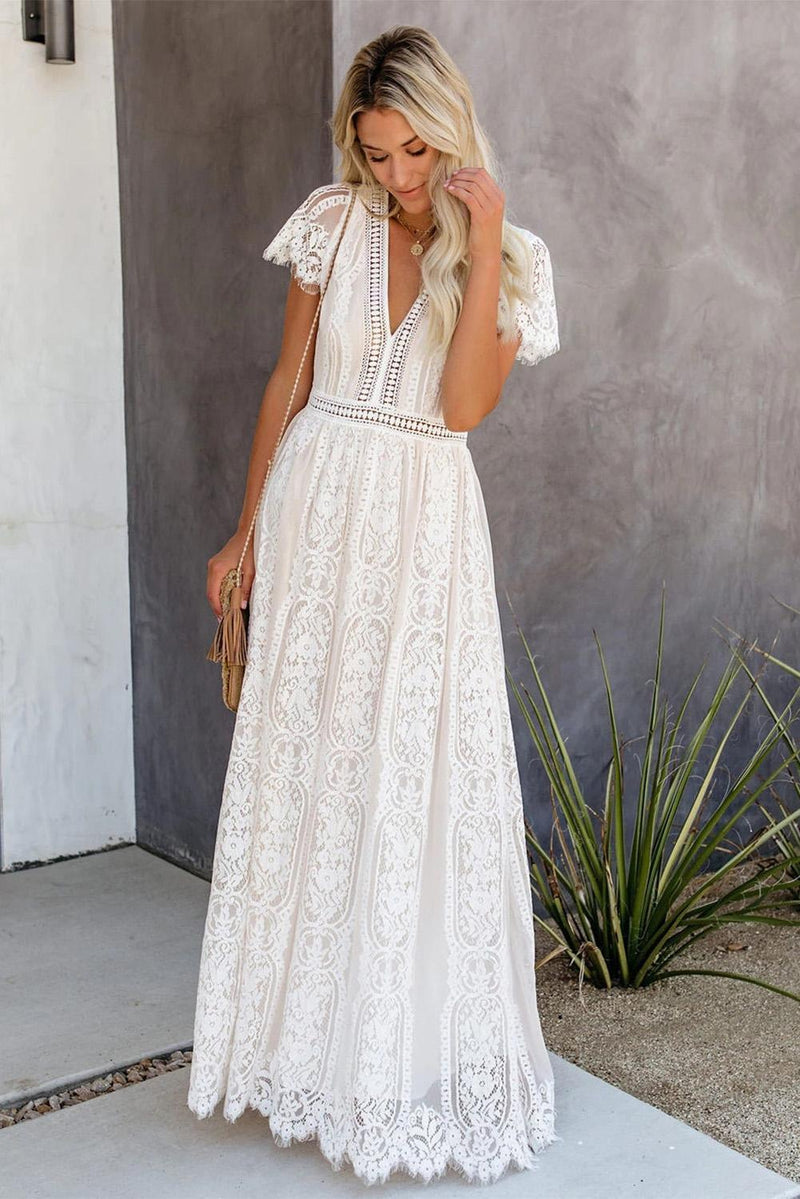 KaleaBoutique Beautiful White Fill Your Heart Lace Maxi Dress - KaleaBoutique.com