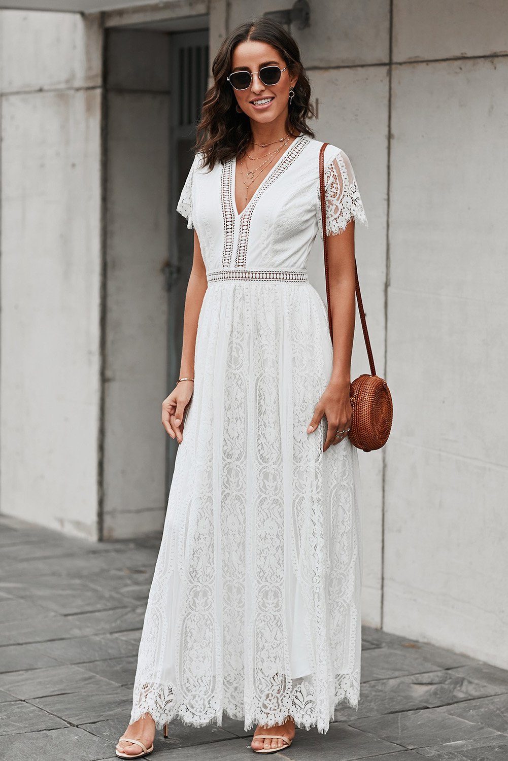 KaleaBoutique Beautiful White Fill Your Heart Lace Maxi Dress White / (US 8-10)m