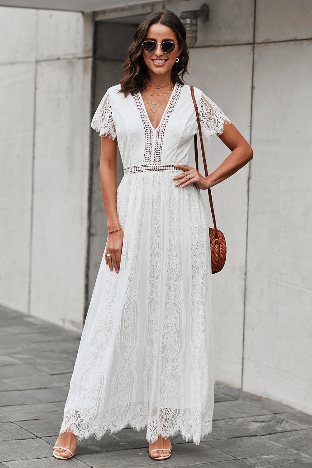 KaleaBoutique Beautiful White Fill Your Heart Lace Maxi Dress White / (US 8-10)m