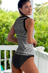 KaleaBoutique Black Ethnic Print High Neck Strappy Tankini - KaleaBoutique.com