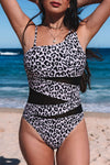 KaleaBoutique Black Leopard Animal Print One-shoulder Mesh One-Piece Swimsuit - KaleaBoutique.com