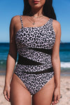 KaleaBoutique Black Leopard Animal Print One-shoulder Mesh One-Piece Swimsuit - KaleaBoutique.com