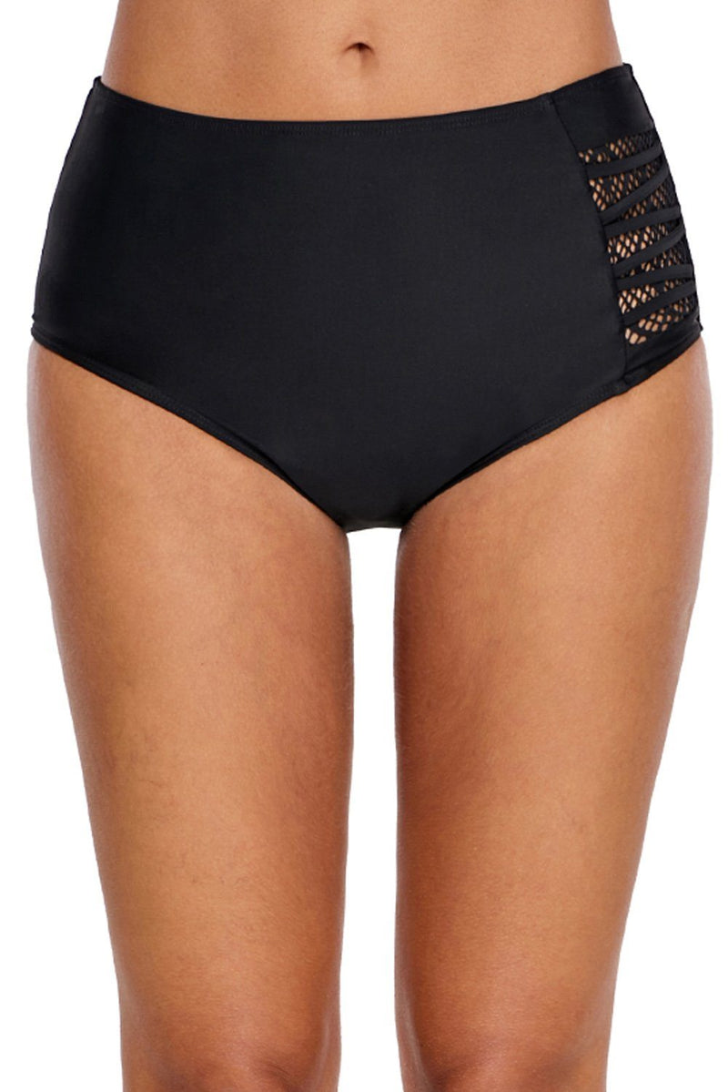 KaleaBoutique Black Strappy Lace Panel Aside Swim Bottom - KaleaBoutique.com