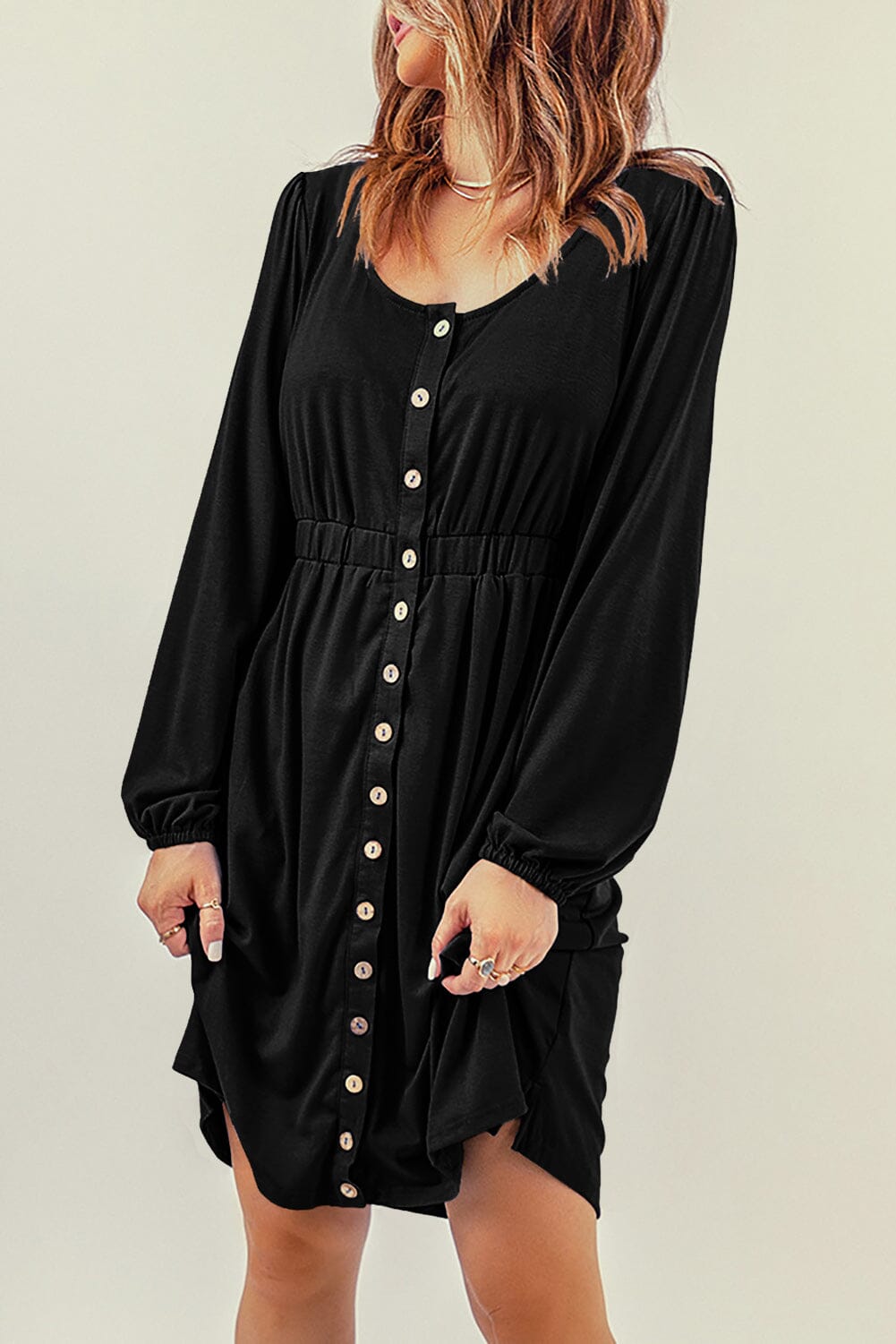 KaleaBoutique Button Up High Waist Long Sleeve Dress - KaleaBoutique.com