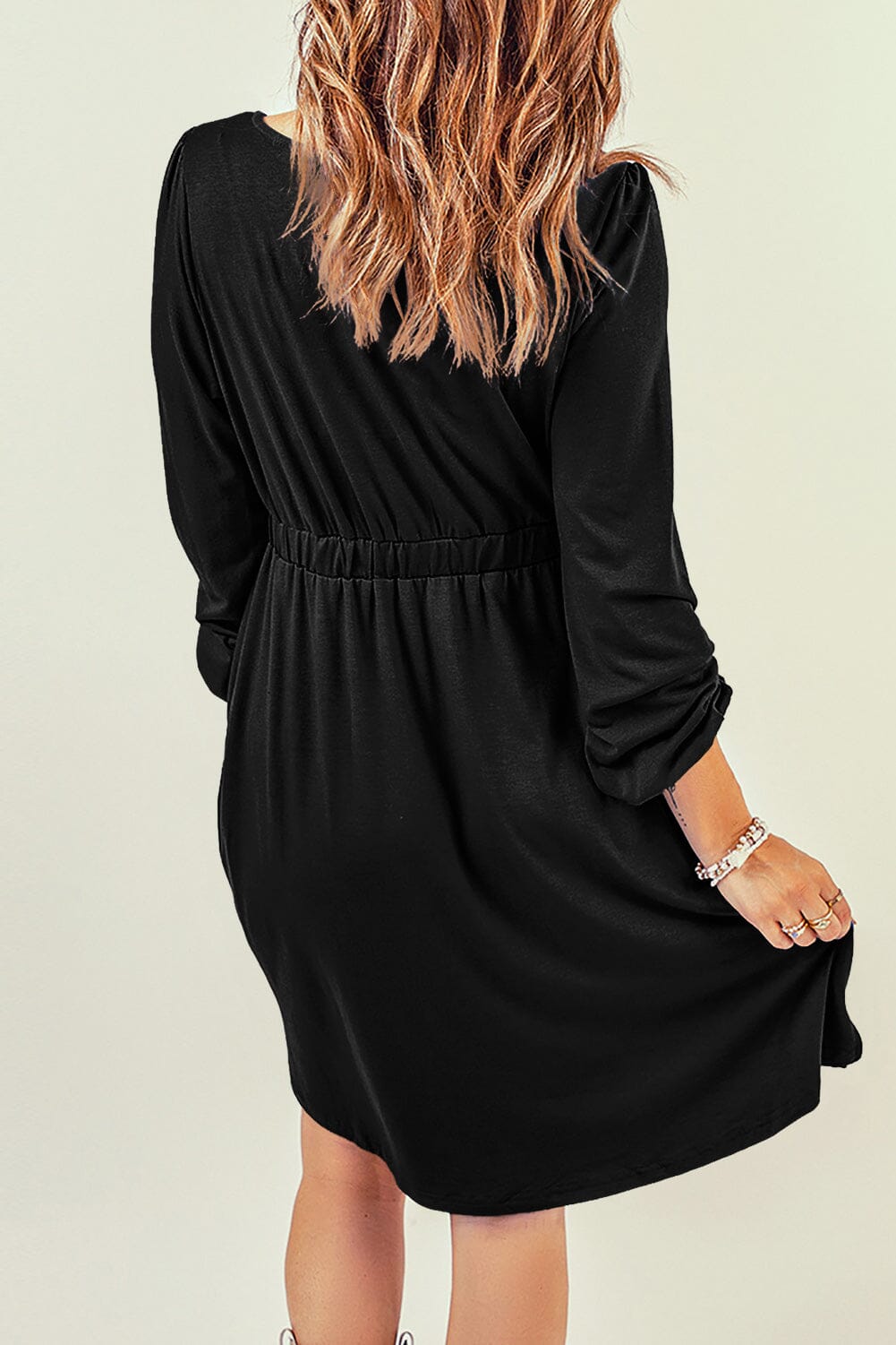 KaleaBoutique Button Up High Waist Long Sleeve Dress - KaleaBoutique.com