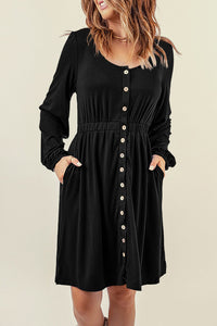KaleaBoutique Button Up High Waist Long Sleeve Dress - KaleaBoutique.com