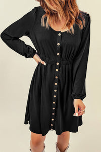 KaleaBoutique Button Up High Waist Long Sleeve Dress - KaleaBoutique.com