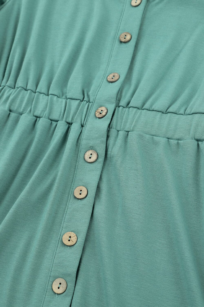 KaleaBoutique Button Up High Waist Long Sleeve Dress - KaleaBoutique.com