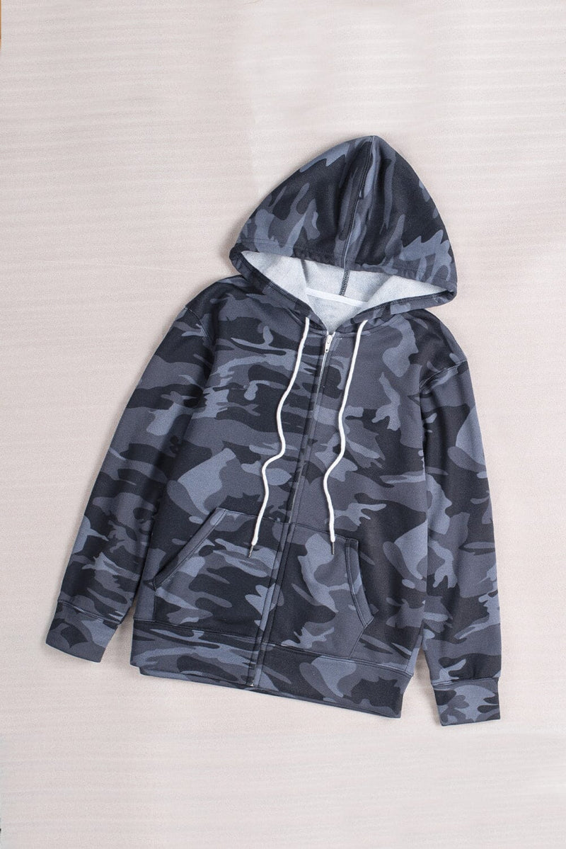KaleaBoutique Classic Camo Print Zip-up Hooded Coat with Pockets - KaleaBoutique.com