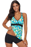 KaleaBoutique Cool Green Printed Tankini Top Solid Boyshort Swimsuit - KaleaBoutique.com