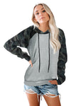 KaleaBoutique Gray Camo Sleeve Patchwork Pullover Women Hoodie - KaleaBoutique.com