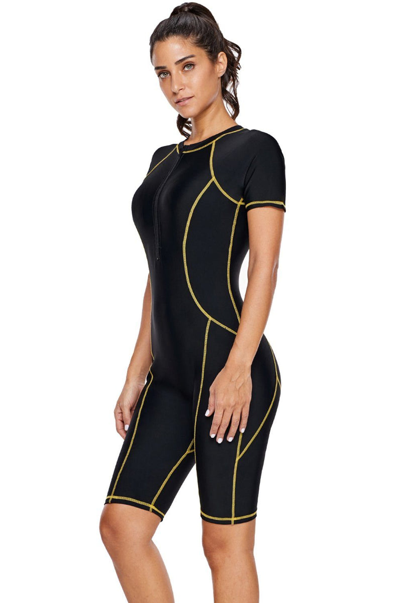 KaleaBoutique Long Sleeve Black UPF 50+ Swim Wear Rash Guard One-Piece Wet Suit - KaleaBoutique.com