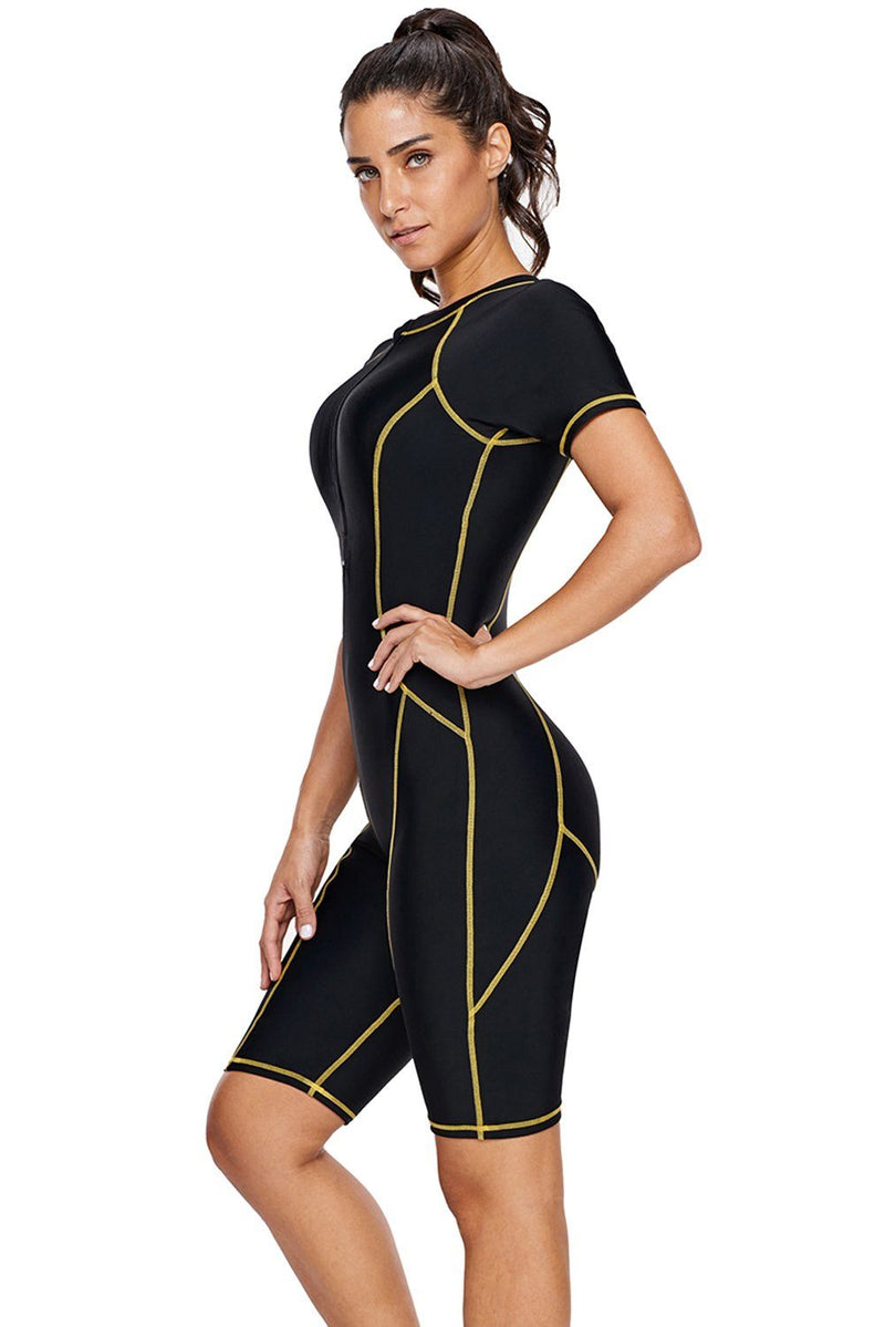 KaleaBoutique Long Sleeve Black UPF 50+ Swim Wear Rash Guard One-Piece Wet Suit - KaleaBoutique.com