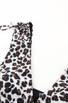 KaleaBoutique Plus Size Leopard Animal Print Ruched Ruffled Hem Swim Dress V Neck One-piece Swimsuit - KaleaBoutique.com